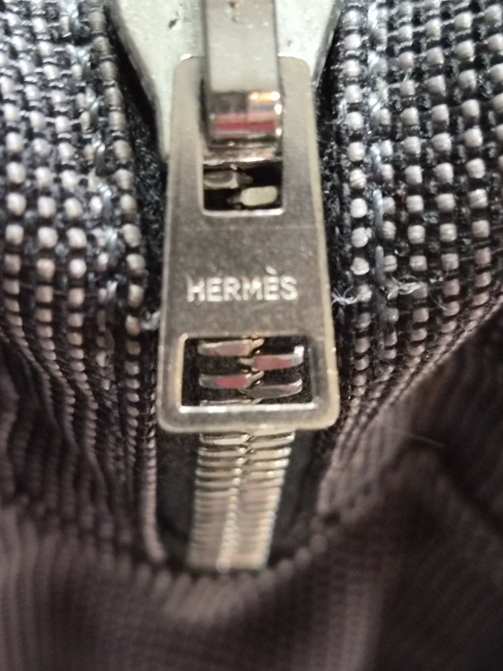 Authentic Hermès Her Line Tote GM Extra Large Travel Bag Grey Canvas Weekender - Picture 15 of 16